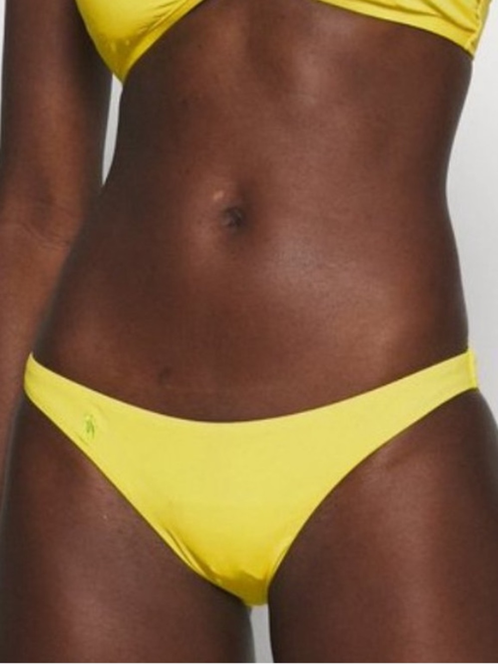 POLO RALPH LAUREN Tonal Logo Chartreuse Neon Lemon Bikini Bottoms Sz M Like New